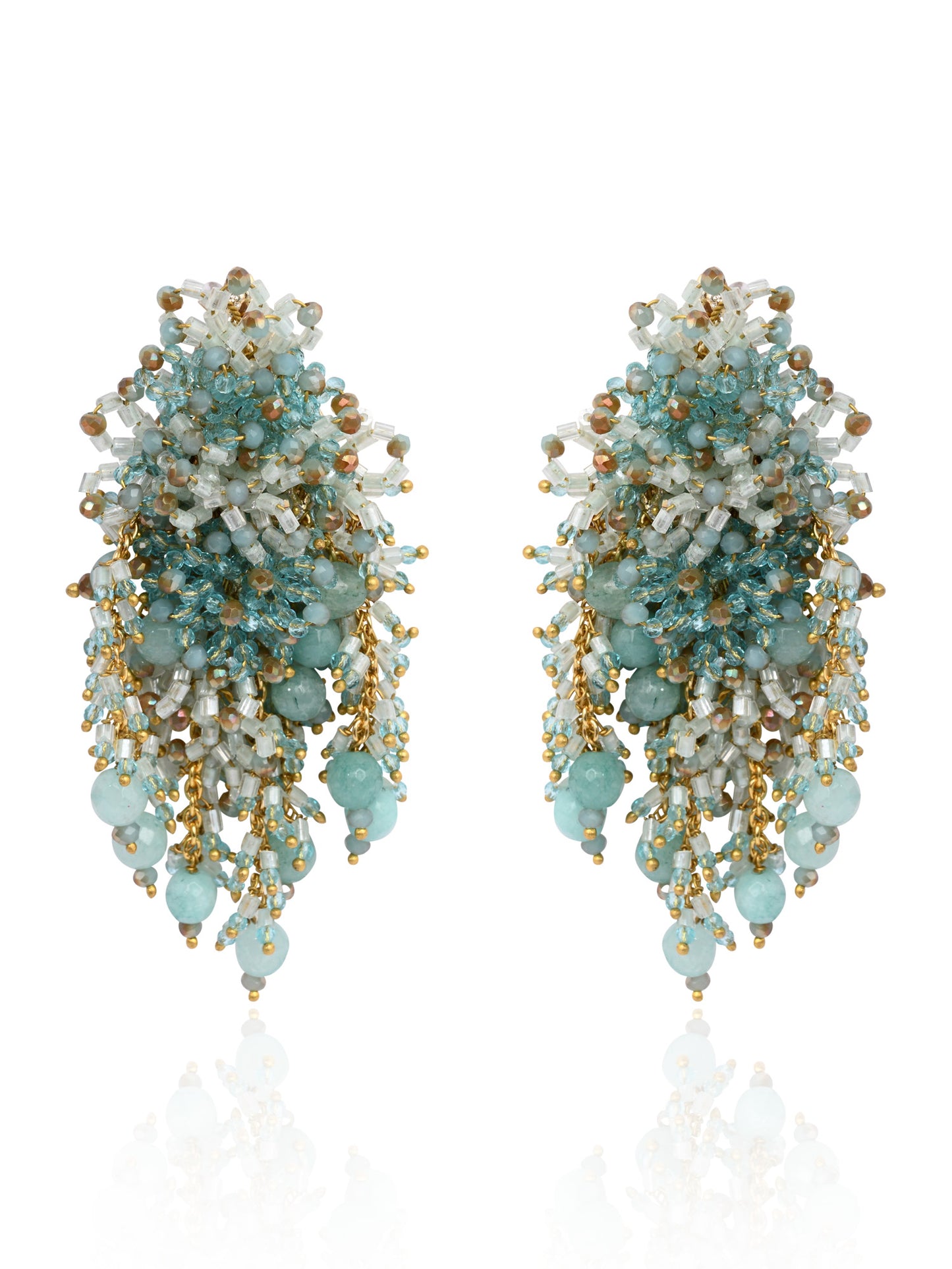 Gold Plated Mehendi Jewelry Long Earrings