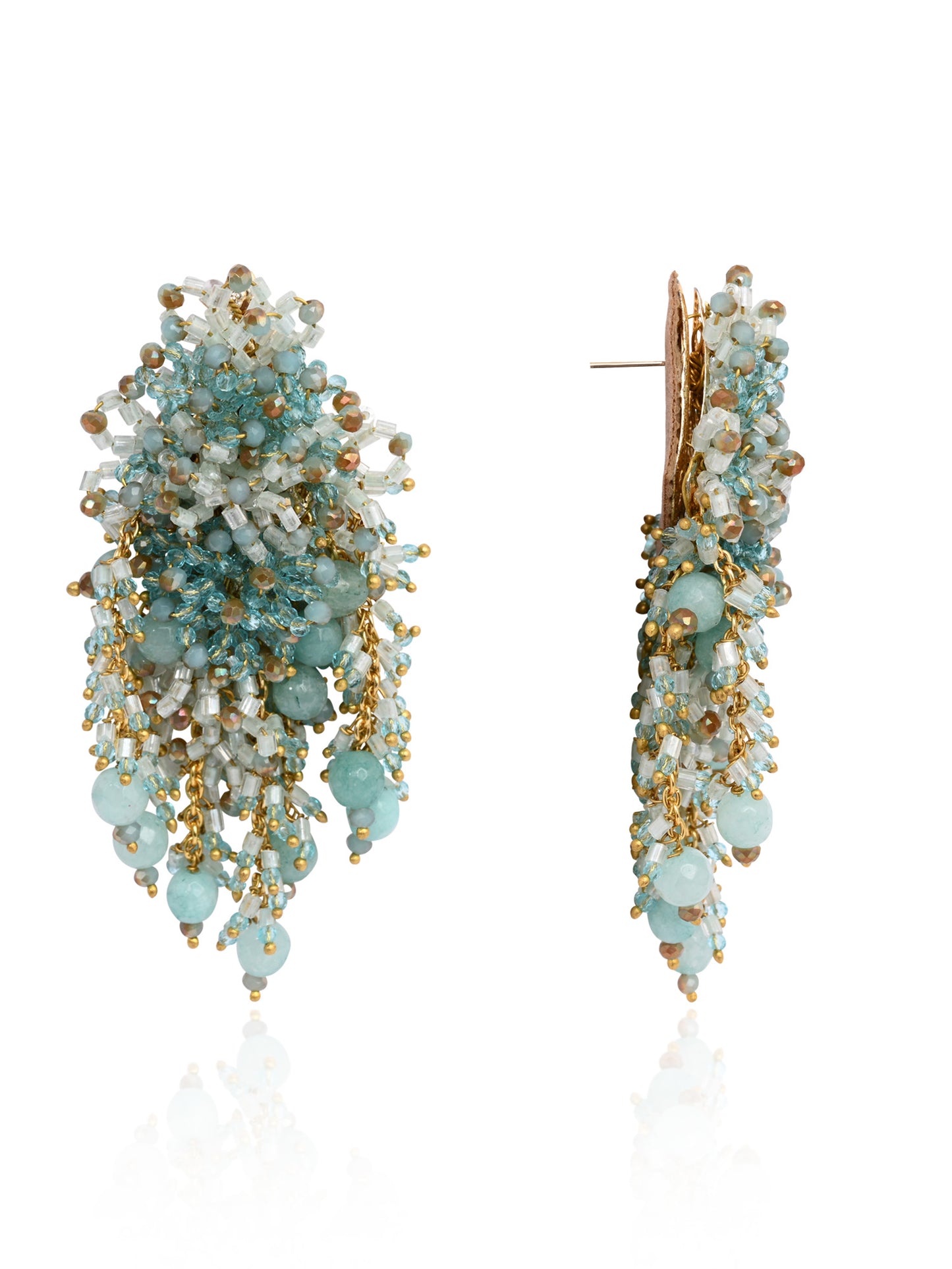 Gold Plated Mehendi Jewelry Long Earrings