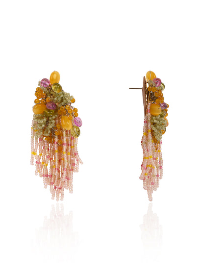 Mulicolour Stone Wedding Long Earrings