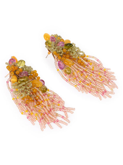 Mulicolour Stone Wedding Long Earrings