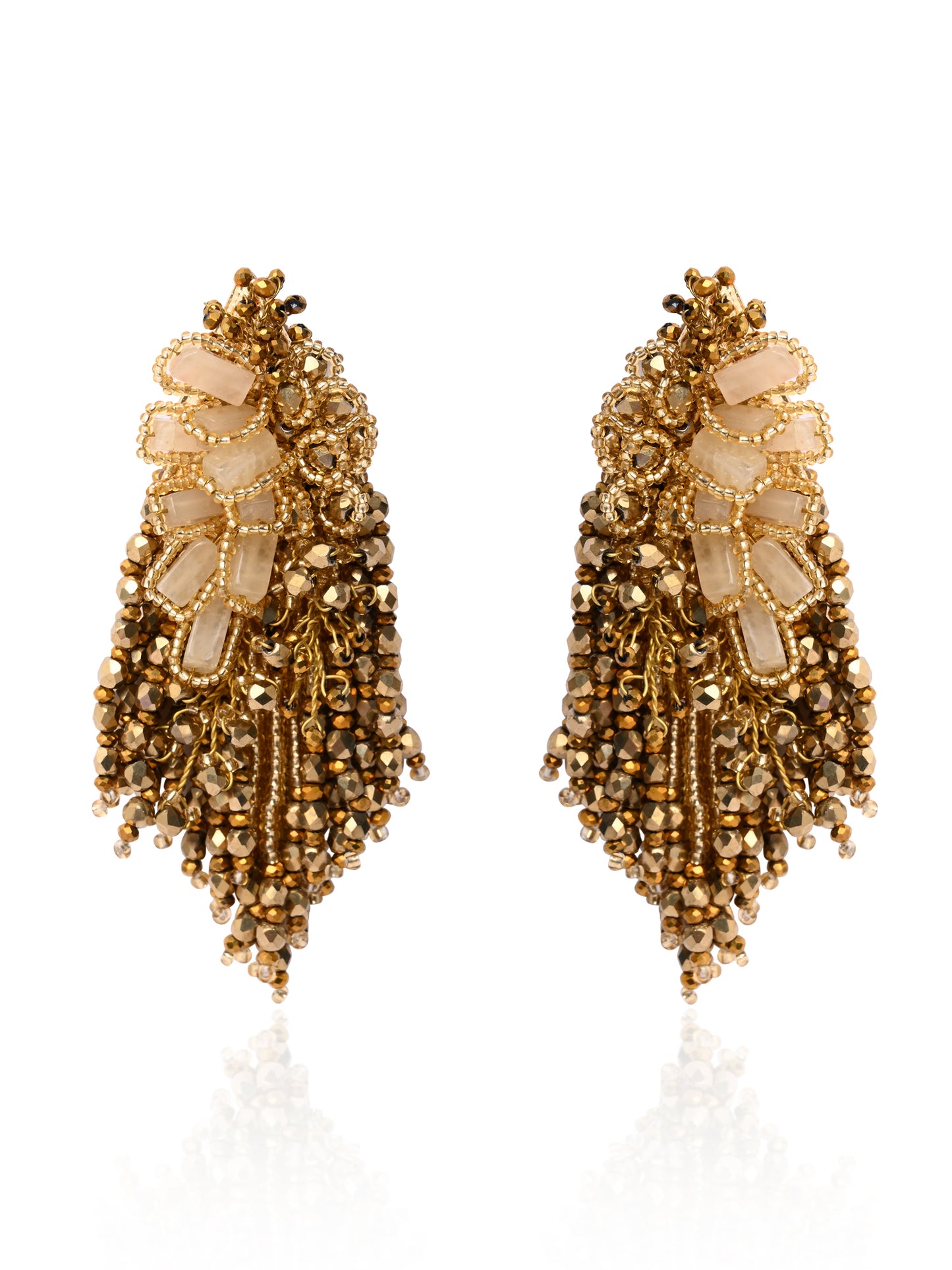 Wedding Gold Plated Golden Ethnic Long Earrings