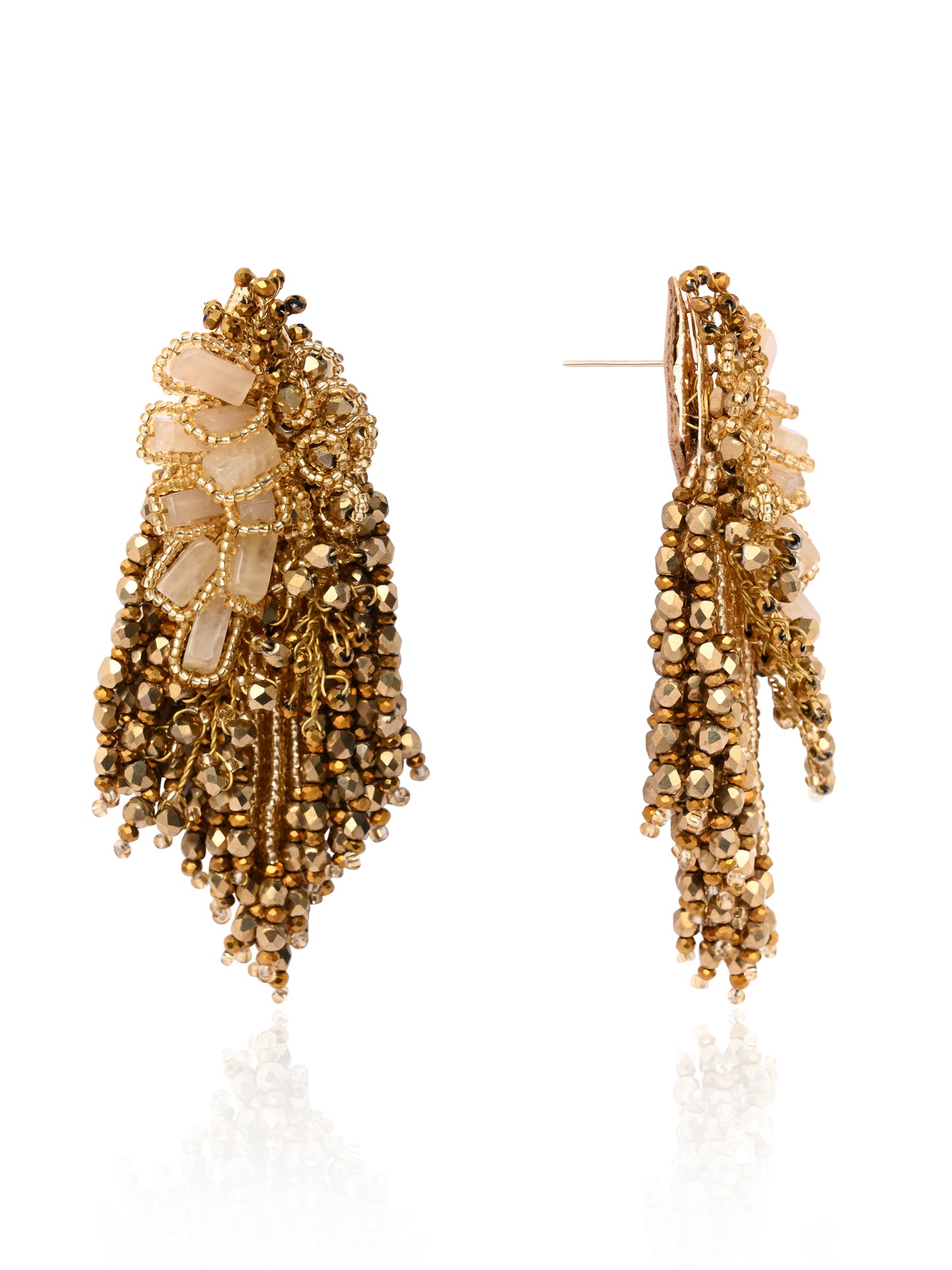 Wedding Gold Plated Golden Ethnic Long Earrings
