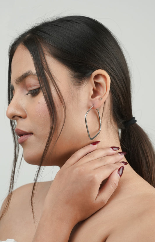 SQUARE SILVER HOOP