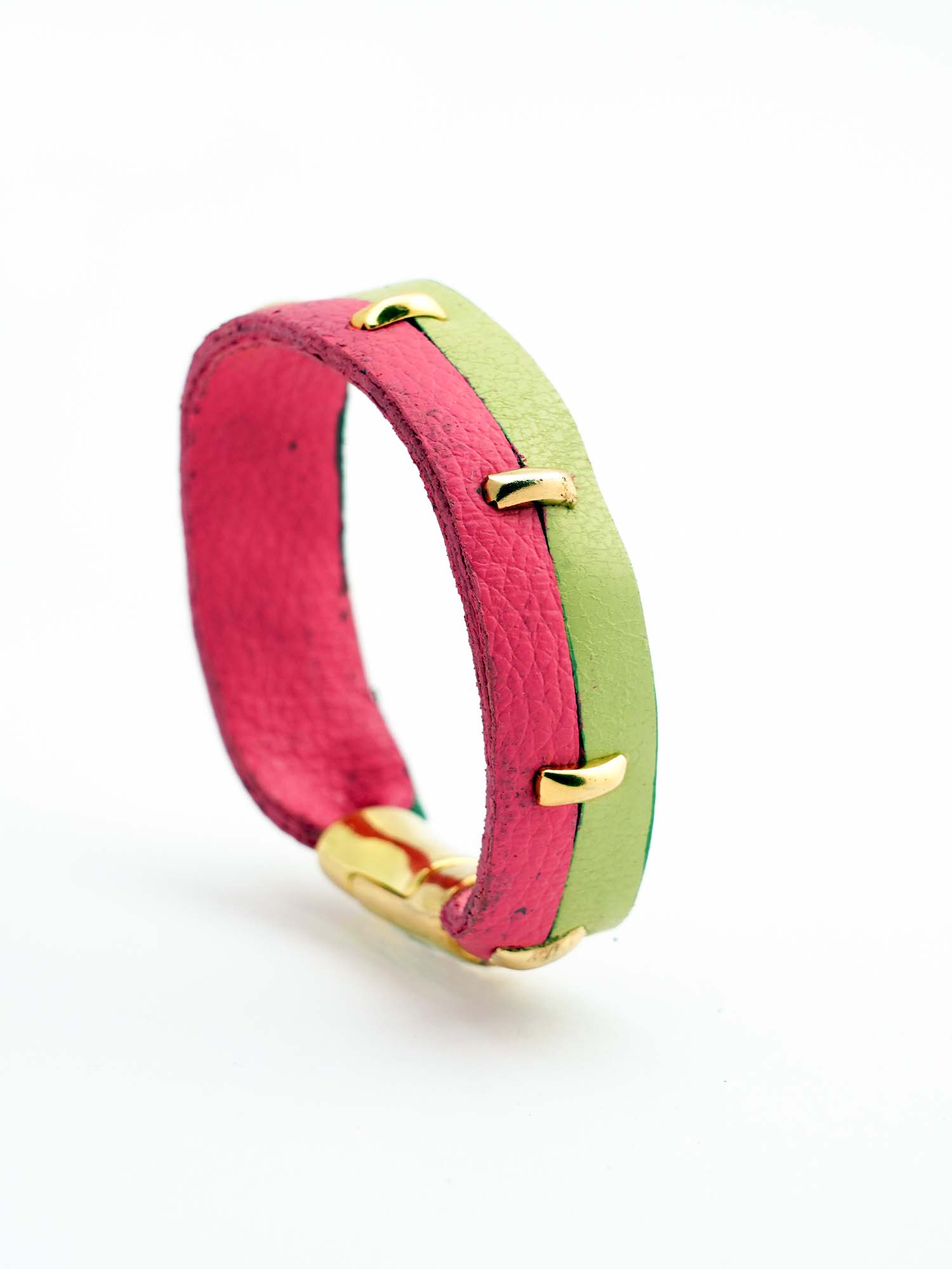 Buy PinkGreen leather bracelet for men 