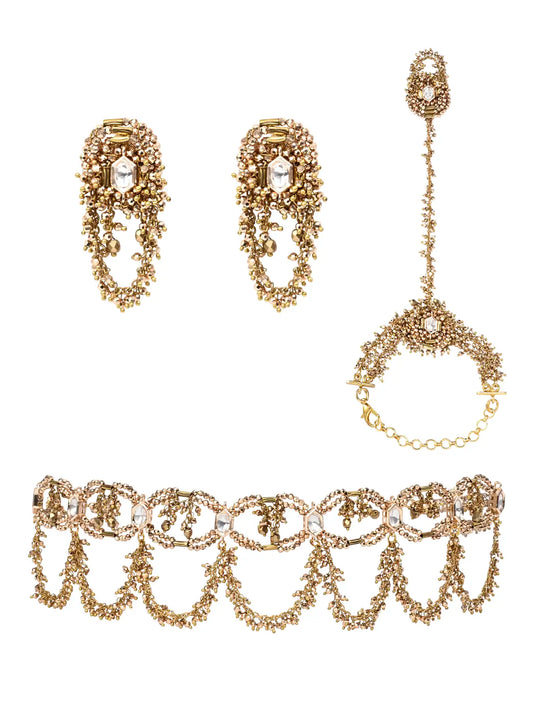 Golden & Dark Gold Kundan Choker Set | Traditional Bridal Necklace Set | Statement Wedding & Festive Jewellery