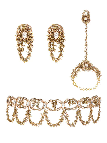 Golden & Dark Gold Kundan Choker Set | Traditional Bridal Necklace Set | Statement Wedding & Festive Jewellery