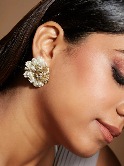 NADIRA WHITE STUDS - House of Doro