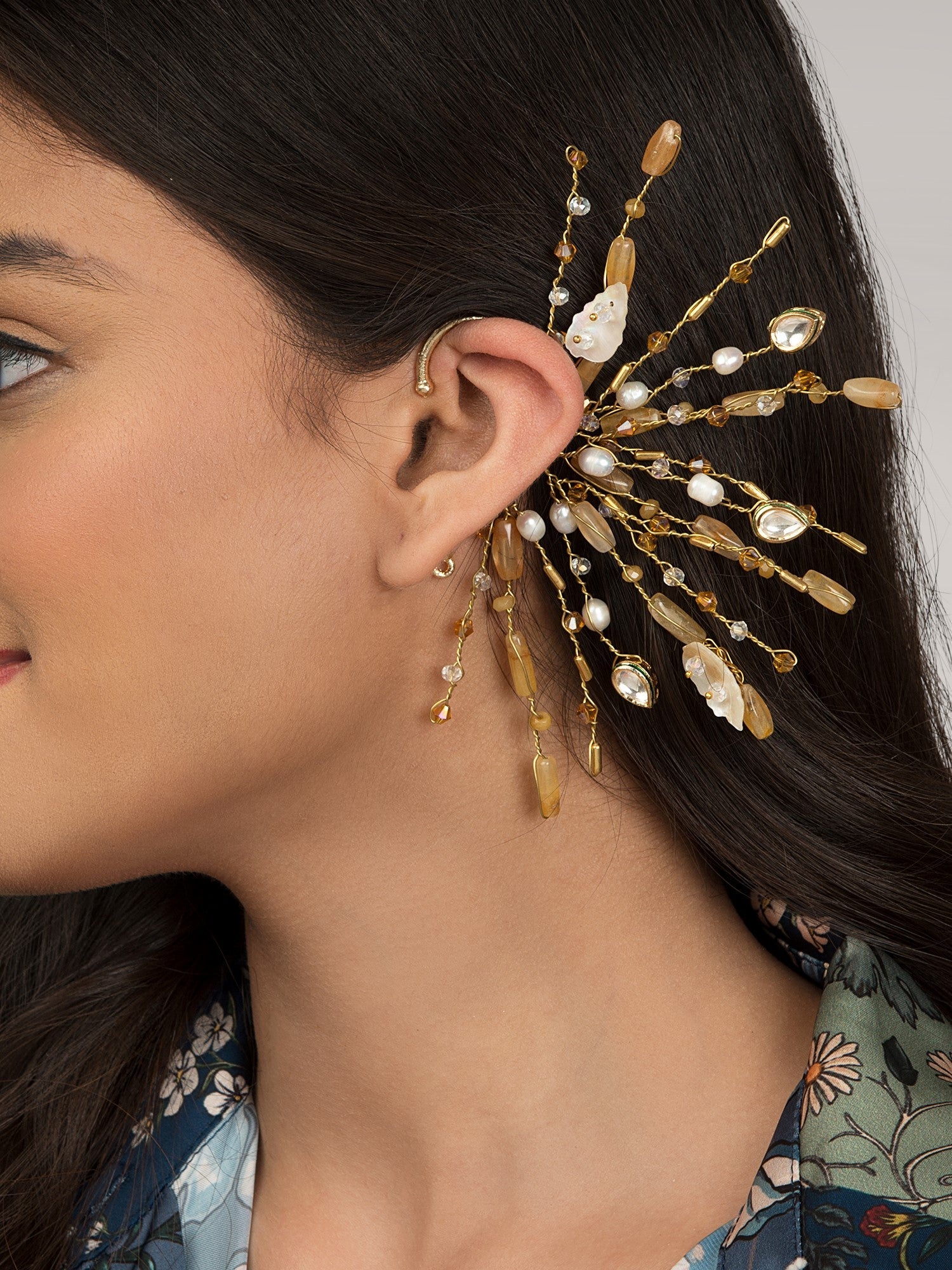 Plumeria Kundan Ear Cuff Online Shop