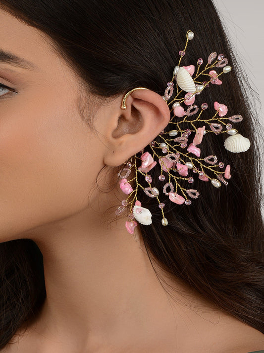 Ferns Pink Designer Ear Cuff Online