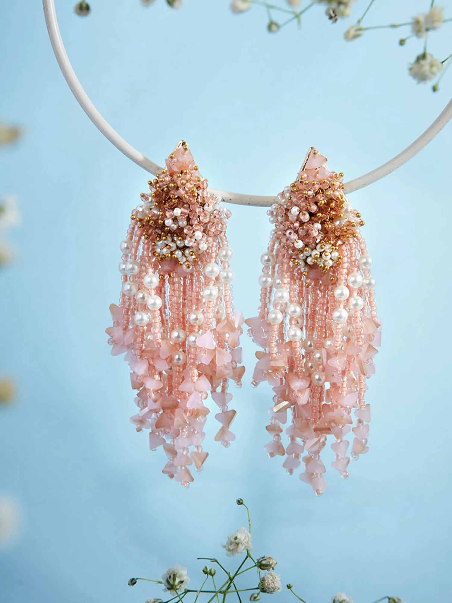 SACHIRA PINK DANGLINGS - House of Doro